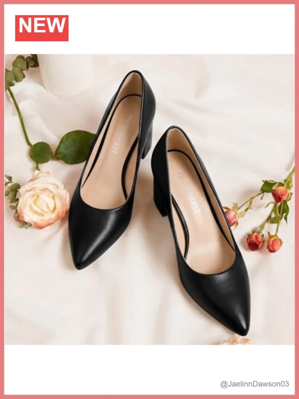 Women's Chunky Heel Pumps Faux Leather Pointed Toe Slip On Dress Shoes 2.5 Inch